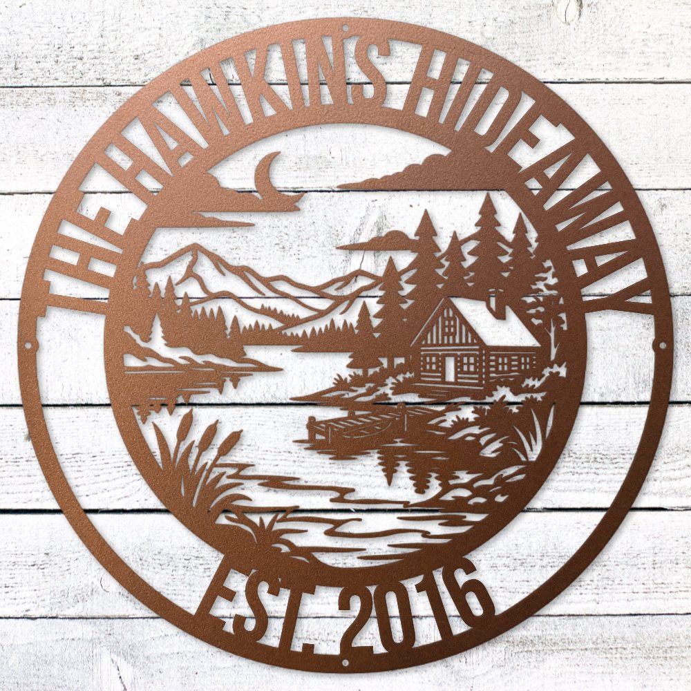 Copper Lake House Legacy Steel Wall Art — Custom Name & Est. Date