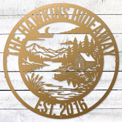 Gold Lake House Legacy Steel Wall Art — Custom Name & Est. Date