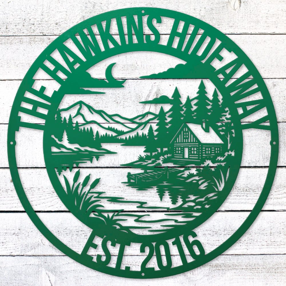 Green Lake House Legacy Steel Wall Art — Custom Name & Est. Date