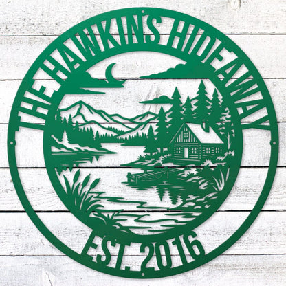 Green Lake House Legacy Steel Wall Art — Custom Name & Est. Date