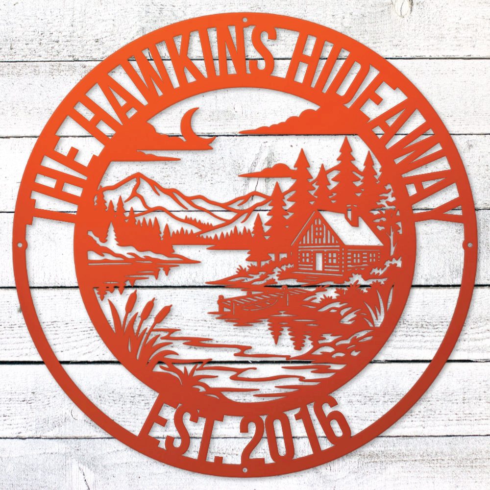 Orange Lake House Legacy Steel Wall Art — Custom Name & Est. Date