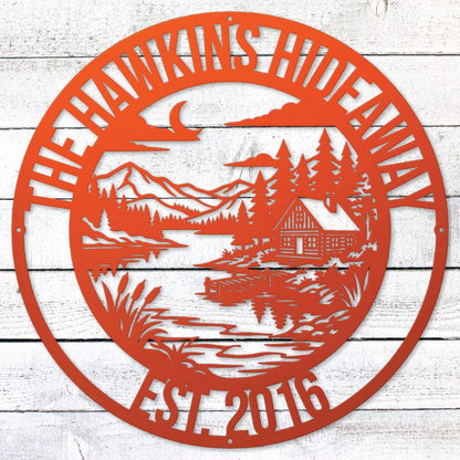 Orange Lake House Legacy Steel Wall Art — Custom Name & Est. Date