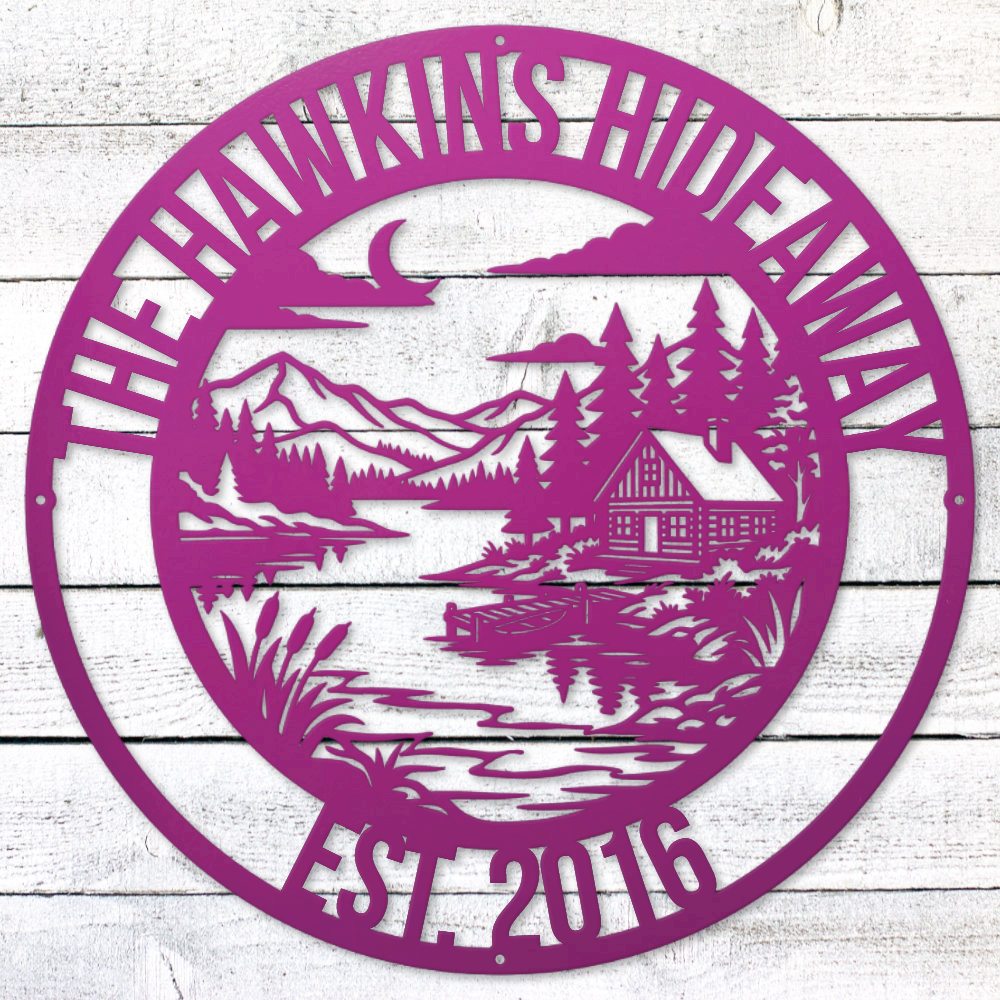 Purple Lake House Legacy Steel Wall Art — Custom Name & Est. Date