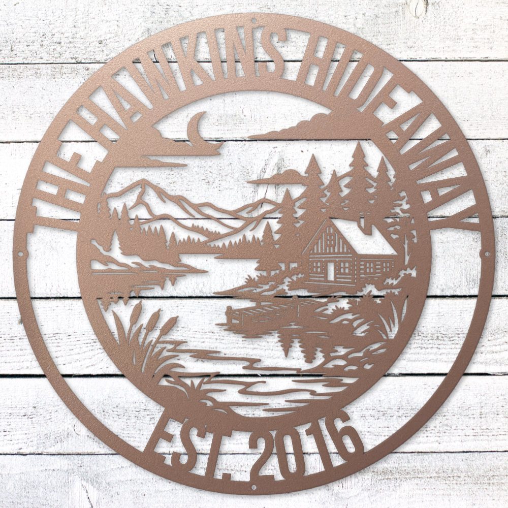 Rose Lake House Legacy Steel Wall Art — Custom Name & Est. Date