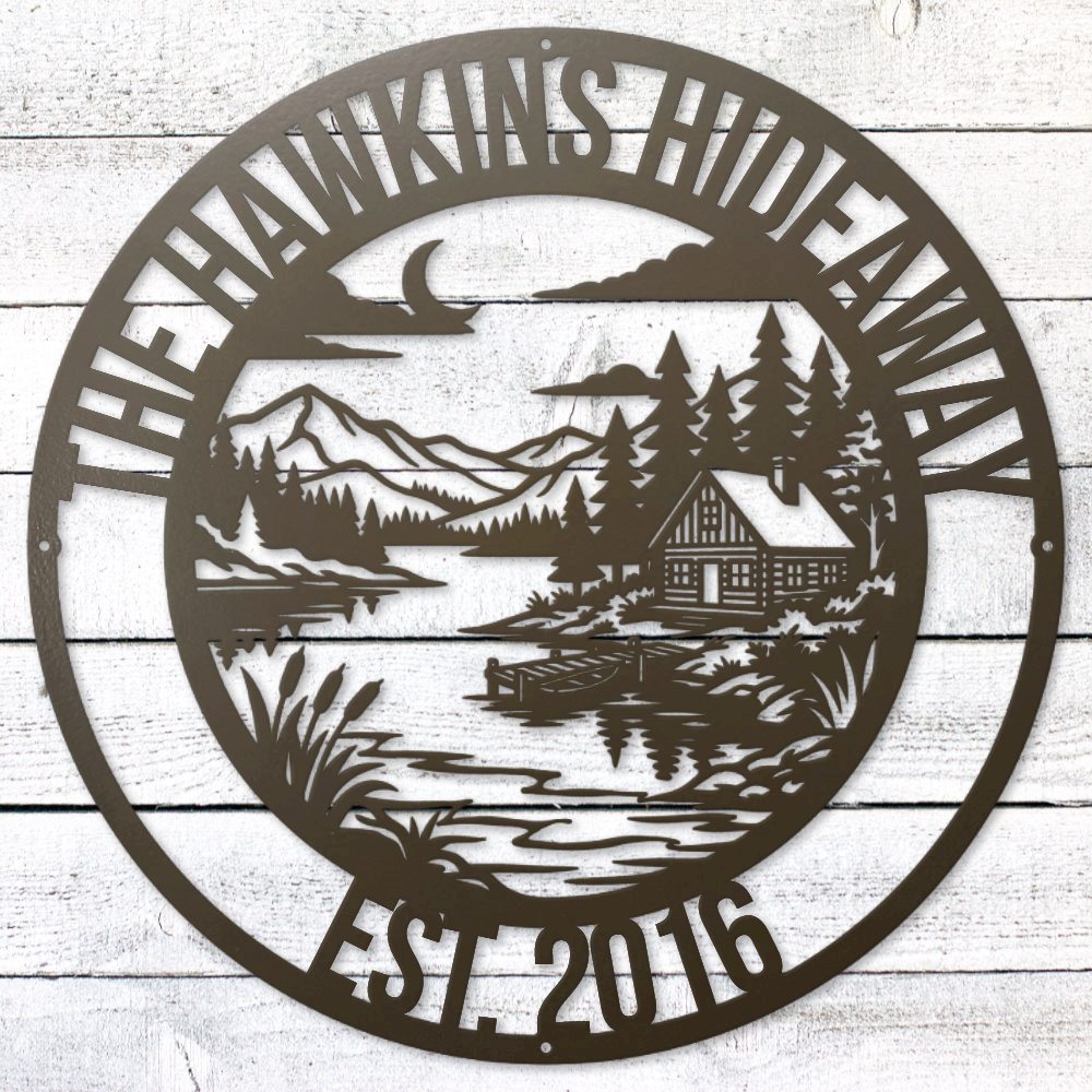Stone Lake House Legacy Steel Wall Art — Custom Name & Est. Date