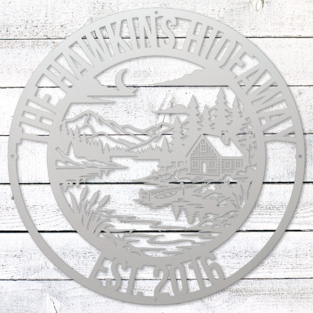White Lake House Legacy Steel Wall Art — Custom Name & Est. Date