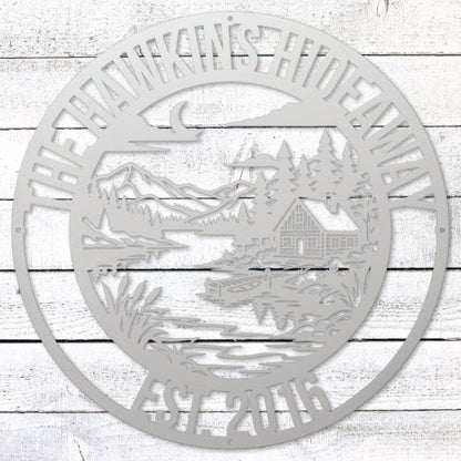 White Lake House Legacy Steel Wall Art — Custom Name & Est. Date