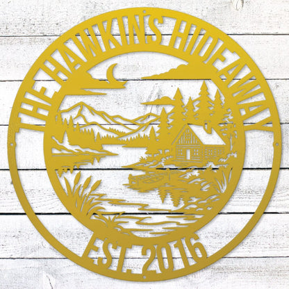 Yellow Lake House Legacy Steel Wall Art — Custom Name & Est. Date