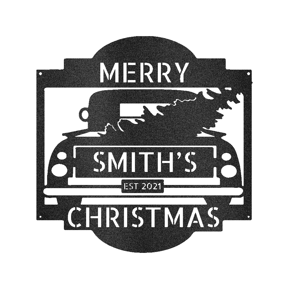 Christmas Truck Family Name and Est. - Steel Sign